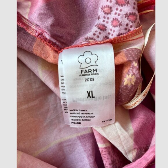 Farm Rio Patch Twirl One Shoulder Maxi Dress Size XL 100% Cotton Pink Red Multi - Picture 9 of 12